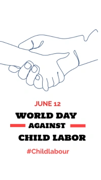 White Maximalist World Day Against Child Labo Display digitale (9:16) template