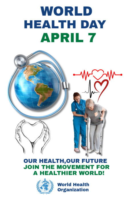 White Maximalist World Health Day Flyer | April 7 Awareness Design" Poster template