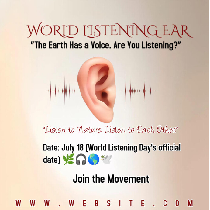 White Maximalist World Listening Ear  Instagram Post template