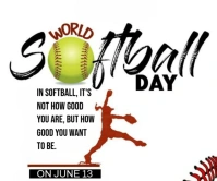 White Maximalist World Softball Day Large Rectangle template