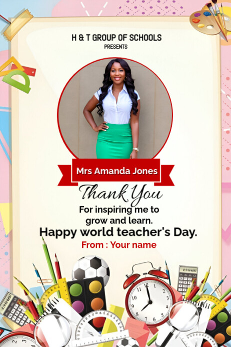White Maximalist World Teacher's Day Poster Template | PosterMyWall