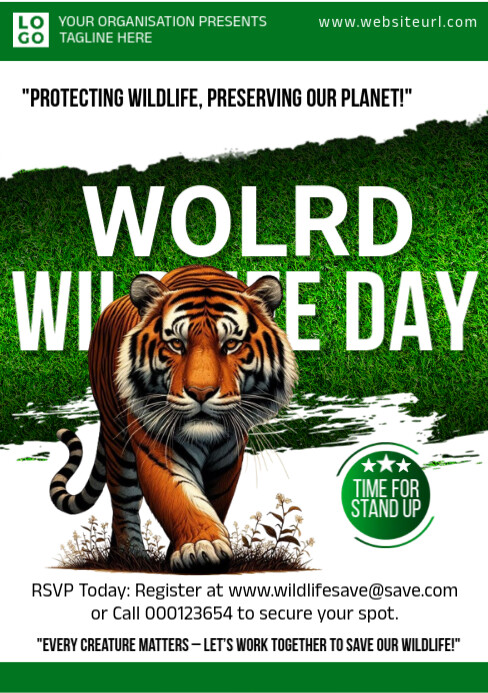 White Maximalist World Wildlife Day A5 template
