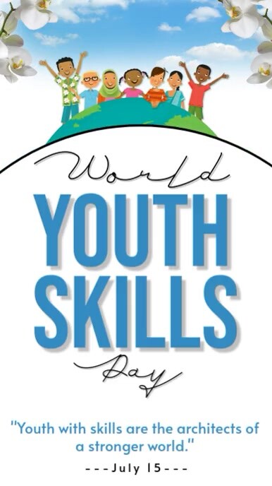 White Maximalist World Youth Skills Day Instagram Story Instagram-verhaal template