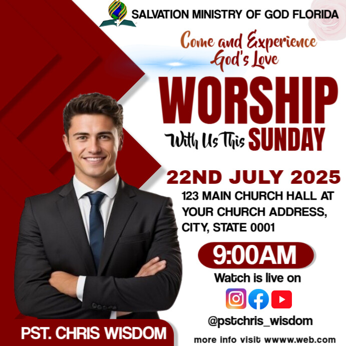 White Maximalist Worship With Us Invitation Instagram Post Template ...