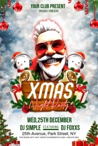 White Maximalist Xmas Night Party Flyer Poster Affiche template