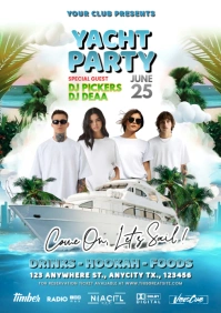 White Maximalist Yacht Party  A4 template