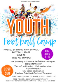 White Maximalist Youth Football Camp Flyer  A4 template