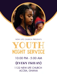 White Maximalist Youth Night Friday Night Service Night Vigil Poster Banner Flyer Instagram Facebook template
