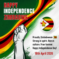 White Maximalist Zimbabwe Independence Day Logo template
