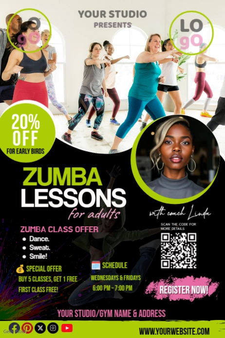 Copy of White Maximalist Zumba Lessons Poster | PosterMyWall
