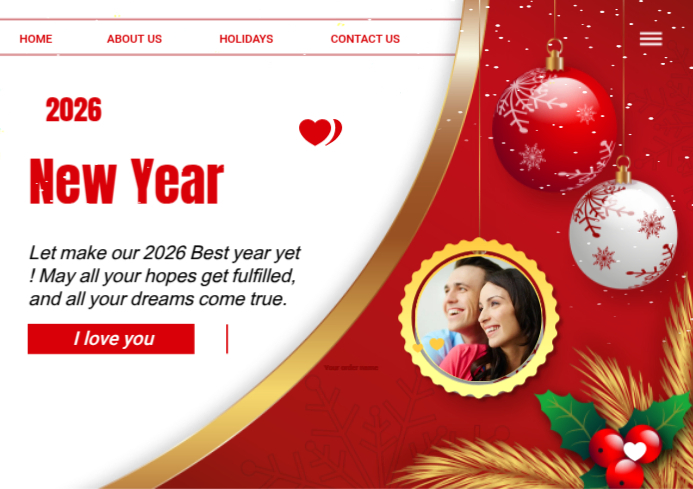White Maximaliste Happy New Year Card 2026 A4 Template | PosterMyWall