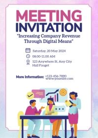 White  Meeting Invitation A6 template