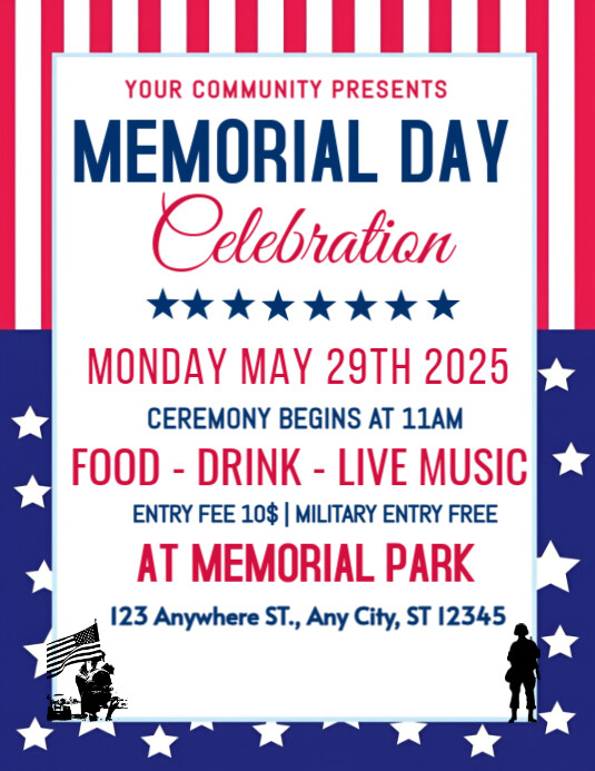 Copy of White Memorial Day Celebration Flyer (us Letter) | PosterMyWall