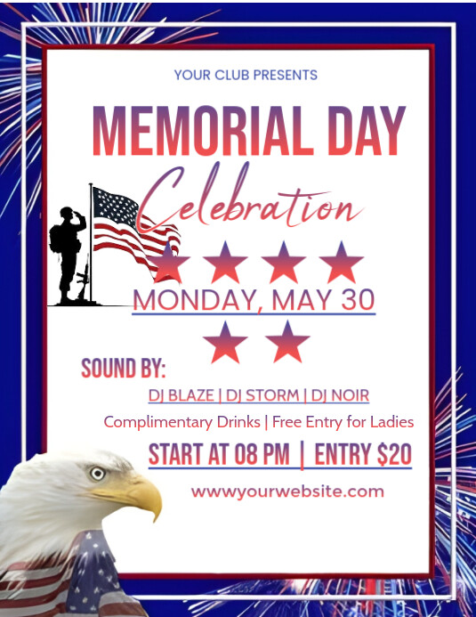 Modèle White Memorial Day Celebration Party Flyer (us Letter ...