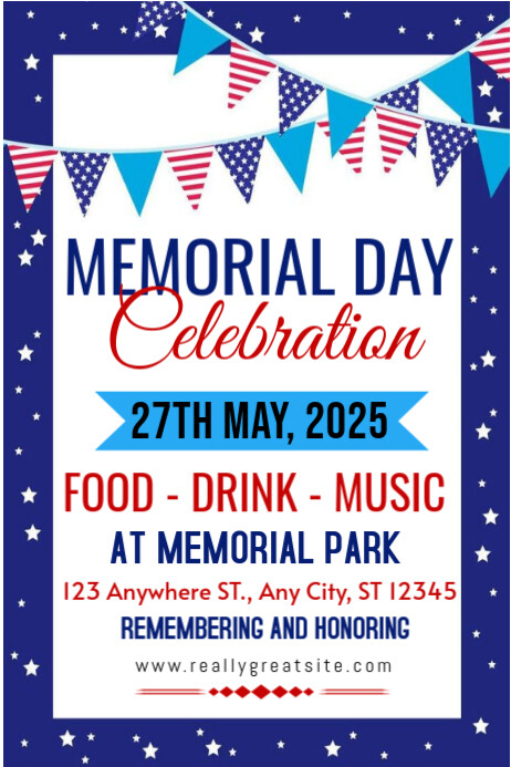 Plantilla de White Memorial Day Celebration Poster | PosterMyWall