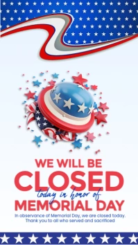 White Memorial Day Closed Sign Instagram Story template