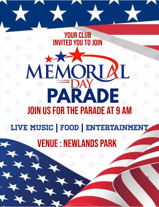 White  Memorial Day Parade Flyer (us Letter) template