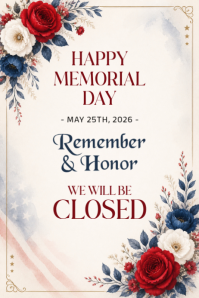 White memorial day Poster Affiche template