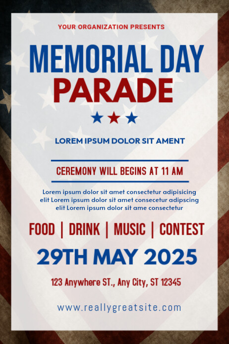 White Memorial Day Prade Poster Template | PosterMyWall