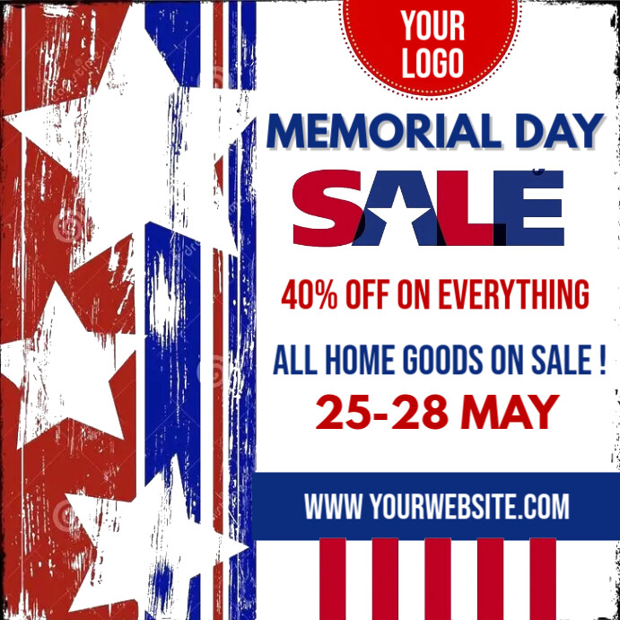 White Memorial Day Sale Instagram Post template