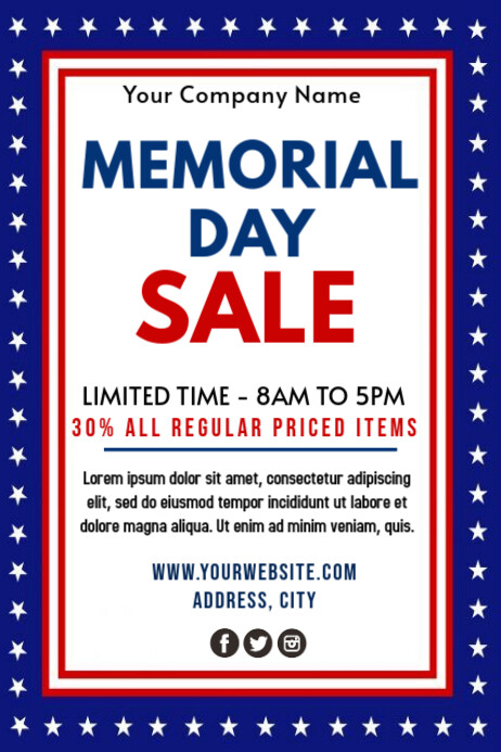 Copy of White Memorial Day Sale Poster | PosterMyWall