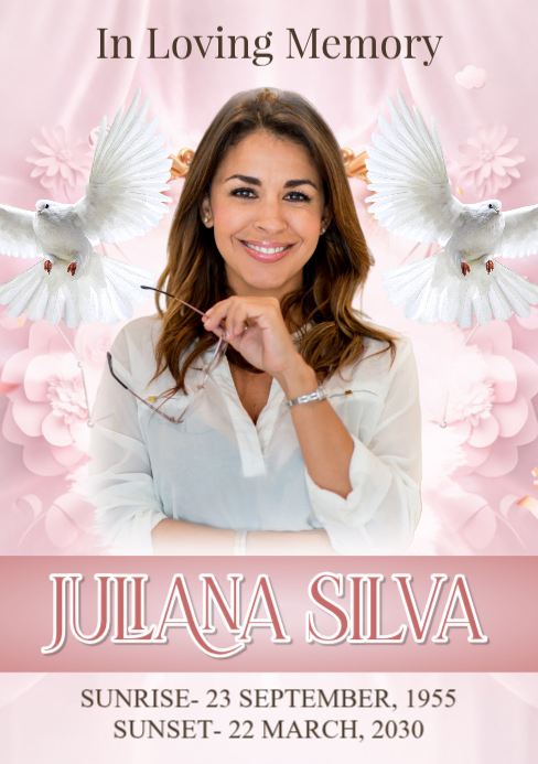 White Memorial Service A5 Template | PosterMyWall