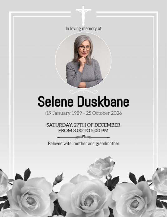White Memorial Service Flyers Template | PosterMyWall