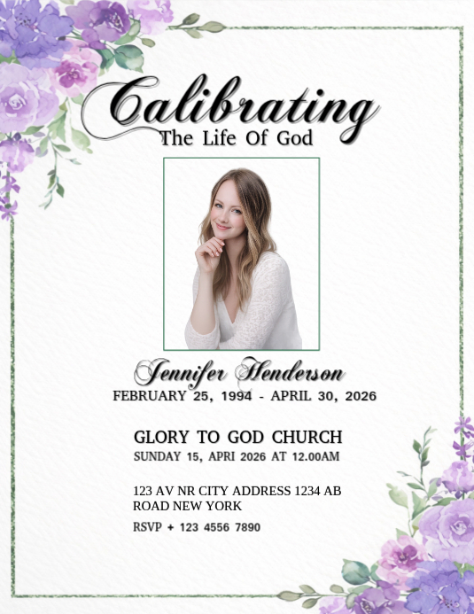 White Memorial Service Flyer Template | PosterMyWall