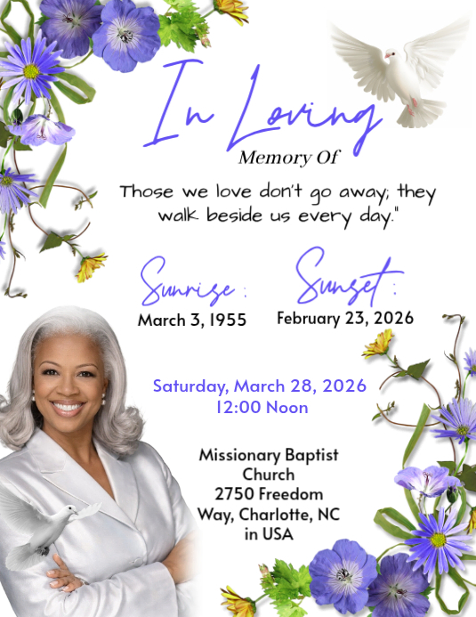 White Memorial Service Flyer Template | PosterMyWall