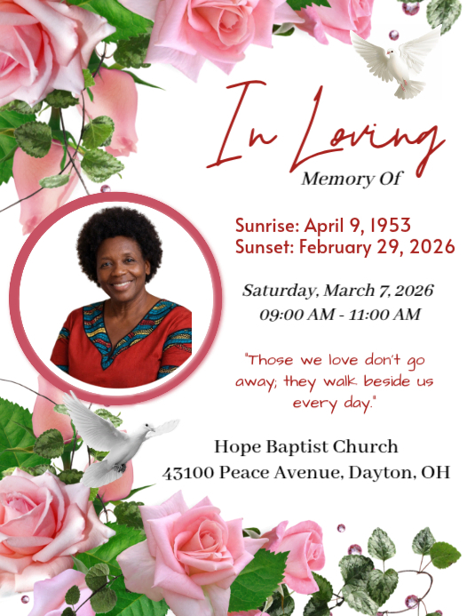 White Memorial Service Flyer Template | PosterMyWall