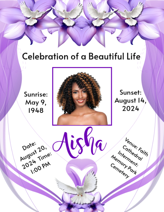 White Memorial Service Flyer Template | PosterMyWall