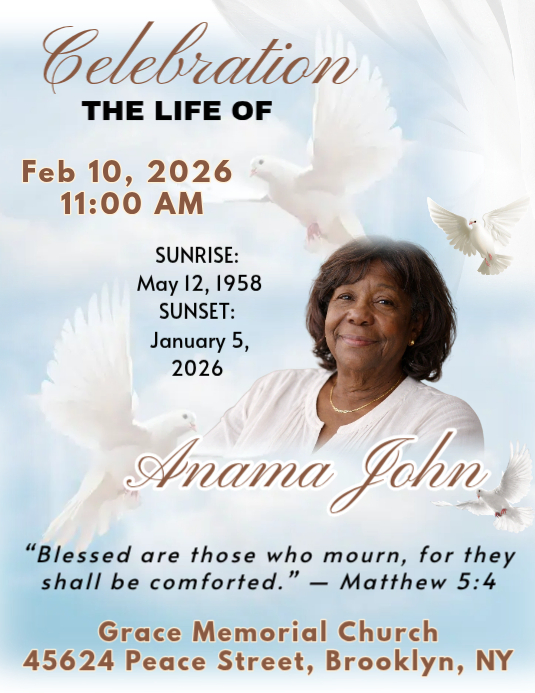 White Memorial Service Flyer Template | PosterMyWall