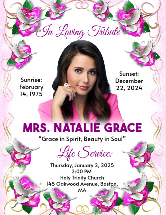 White Memorial Service Flyer Template | PosterMyWall
