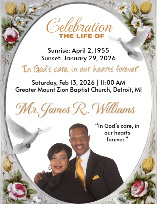 White Memorial Service Flyer Template | PosterMyWall