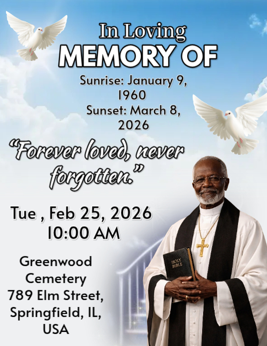 White Memorial Service Flyer Template | PosterMyWall