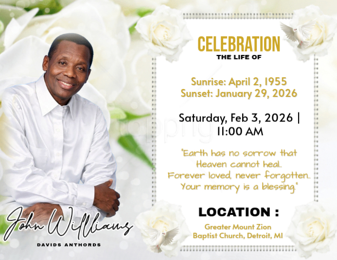 White Memorial Service Flyer Template | PosterMyWall