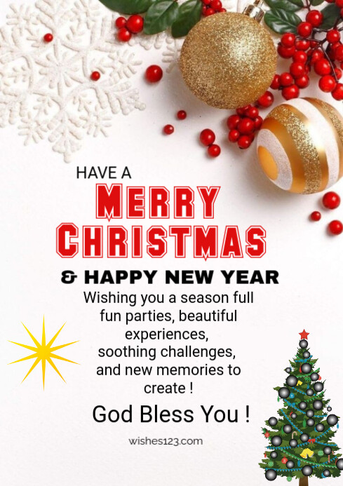 Copy of White Merry Christmas And Happy New Year A2 | PosterMyWall
