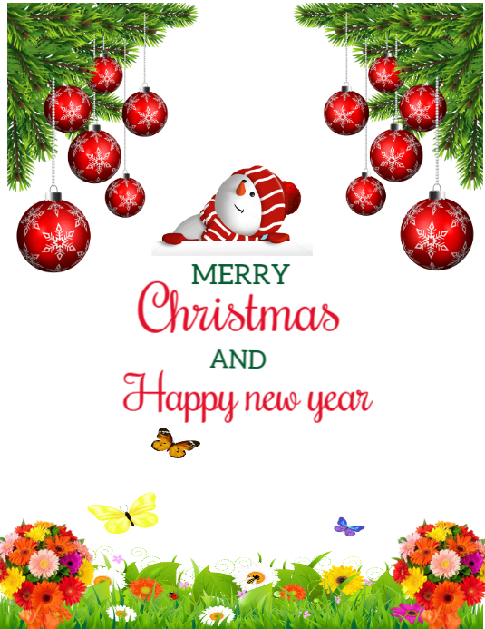 Plantilla de White Merry Christmas And Happy New Year Flyer (us Letter ...