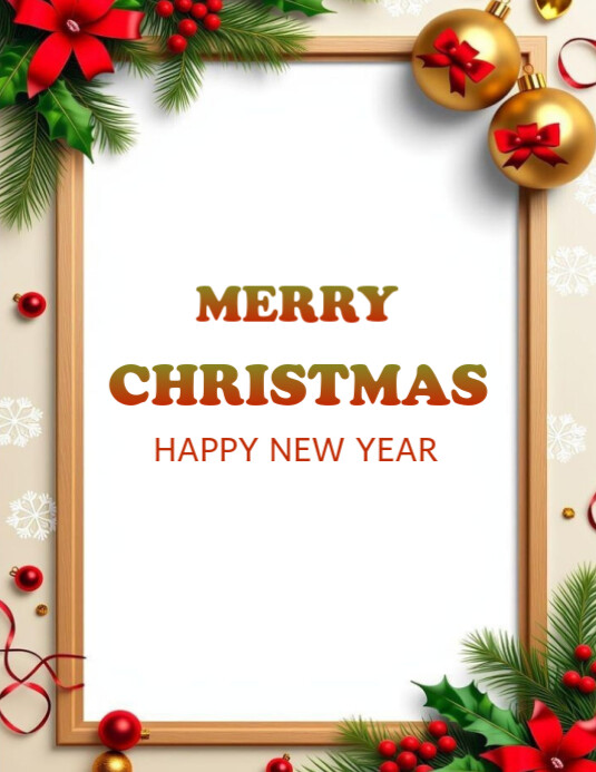 Plantilla de White Merry Christmas And Happy New Year Flyer (us Letter ...
