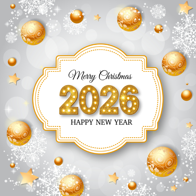 White Merry Christmas And Happy New Year Instagram Post Template ...