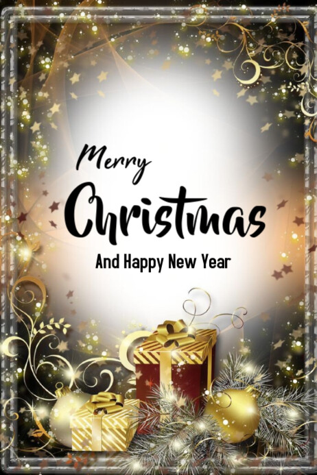 Plantilla de White Merry Christmas And Happy New Year Poster | PosterMyWall
