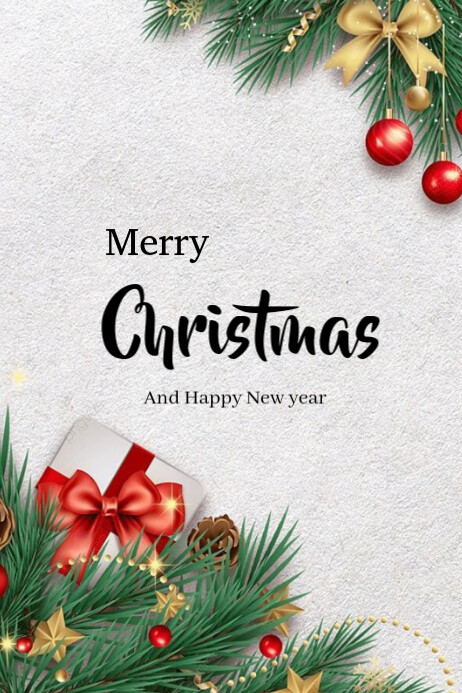 Copy of White Merry Christmas And Happy New Year Poster | PosterMyWall