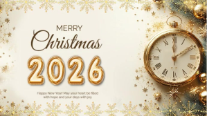 White Merry Christmas And Happy New Year Presentation (16:9) template
