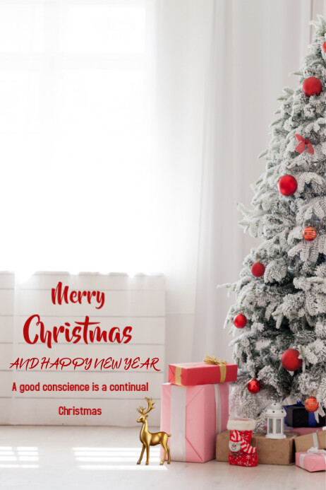 Copy of White Merry Christmas And New Year Templates Online Greeting ...