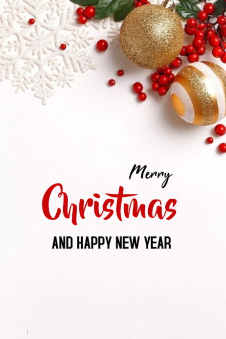 Copy of White Merry Christmas And New Year Templates Online Greeting ...