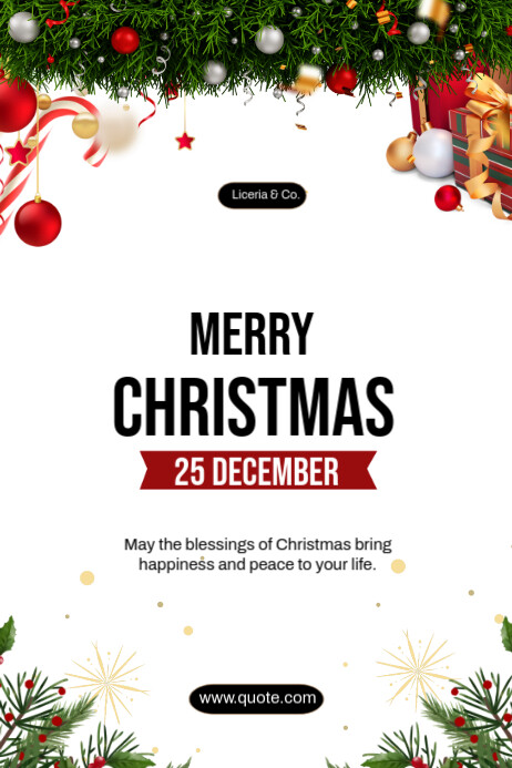 White Merry Christmas Poster Template | PosterMyWall