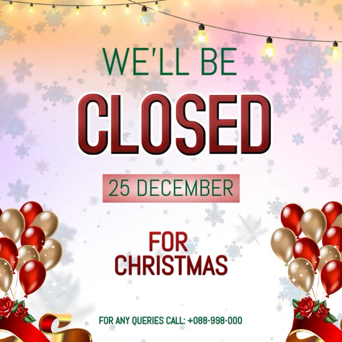 White Merry Christmas Shop Store Closing Instagram Post Template ...