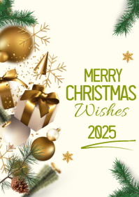 White Merry Christmas Wishes Flyer A3 template