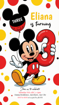 White Mickey Mouse Birthday Celebration Instagram Story template