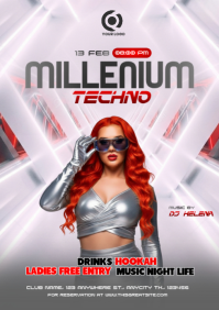 White Millenium Techno Music Event A4 template